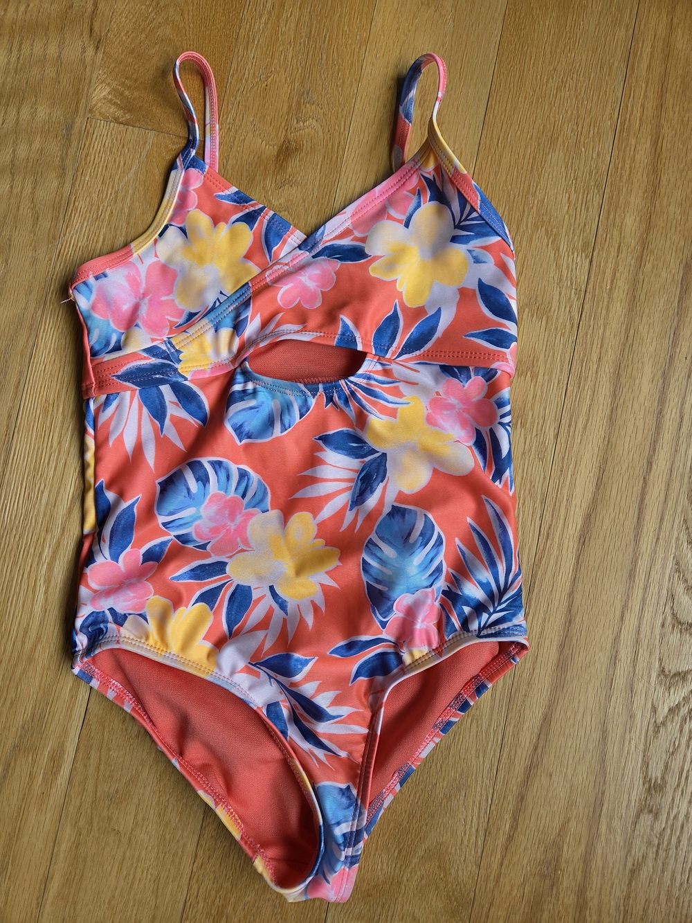 wonder nation Coral Floral Keyhole One-Piece Swimsuit - Yellow, Blue, Pink
